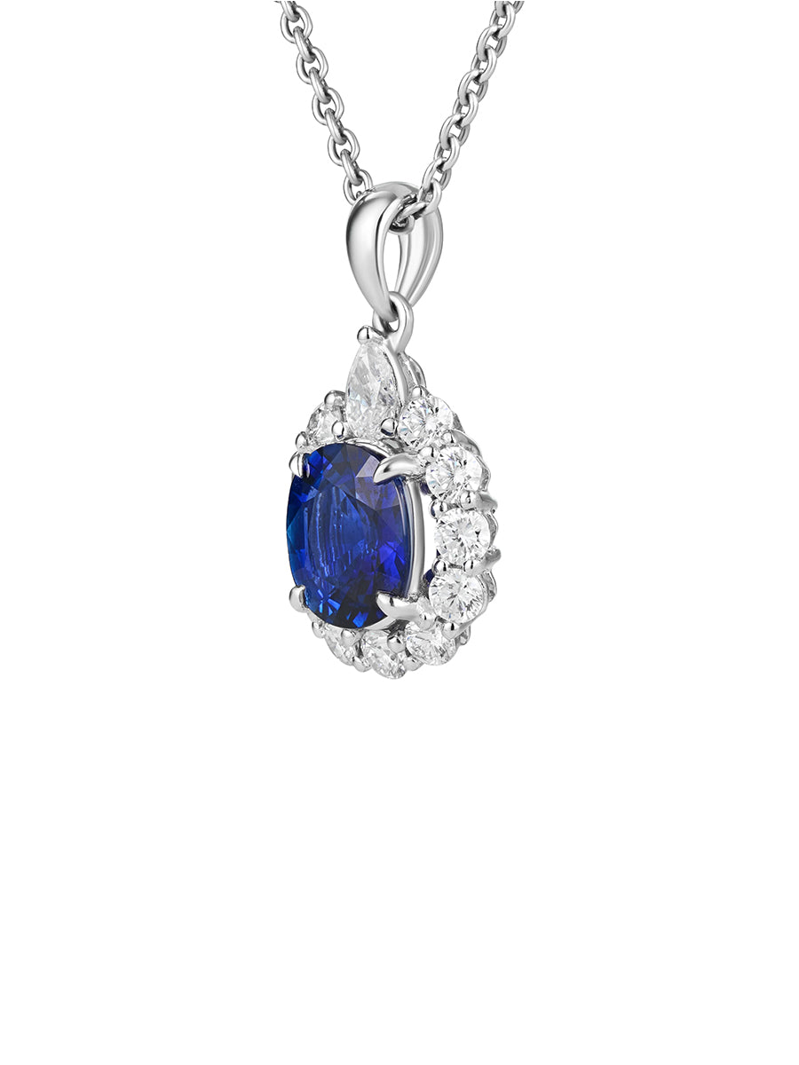 Royal Blue Sapphire & Diamond Pendant