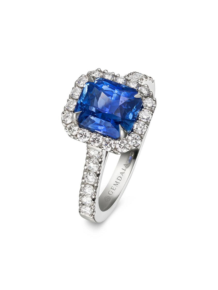 Natural Blue Sapphire Platinum Ring