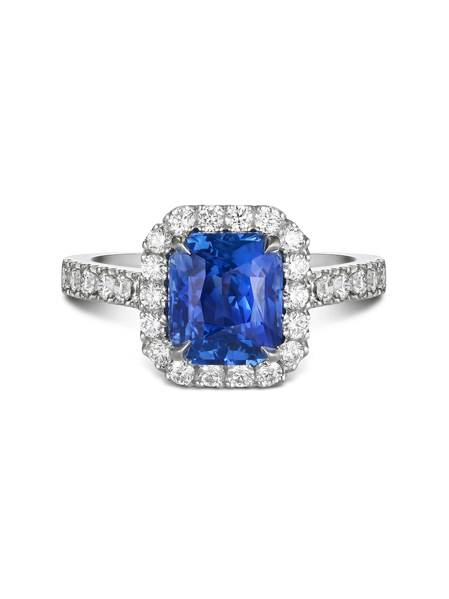 Natural Blue Sapphire Platinum Ring