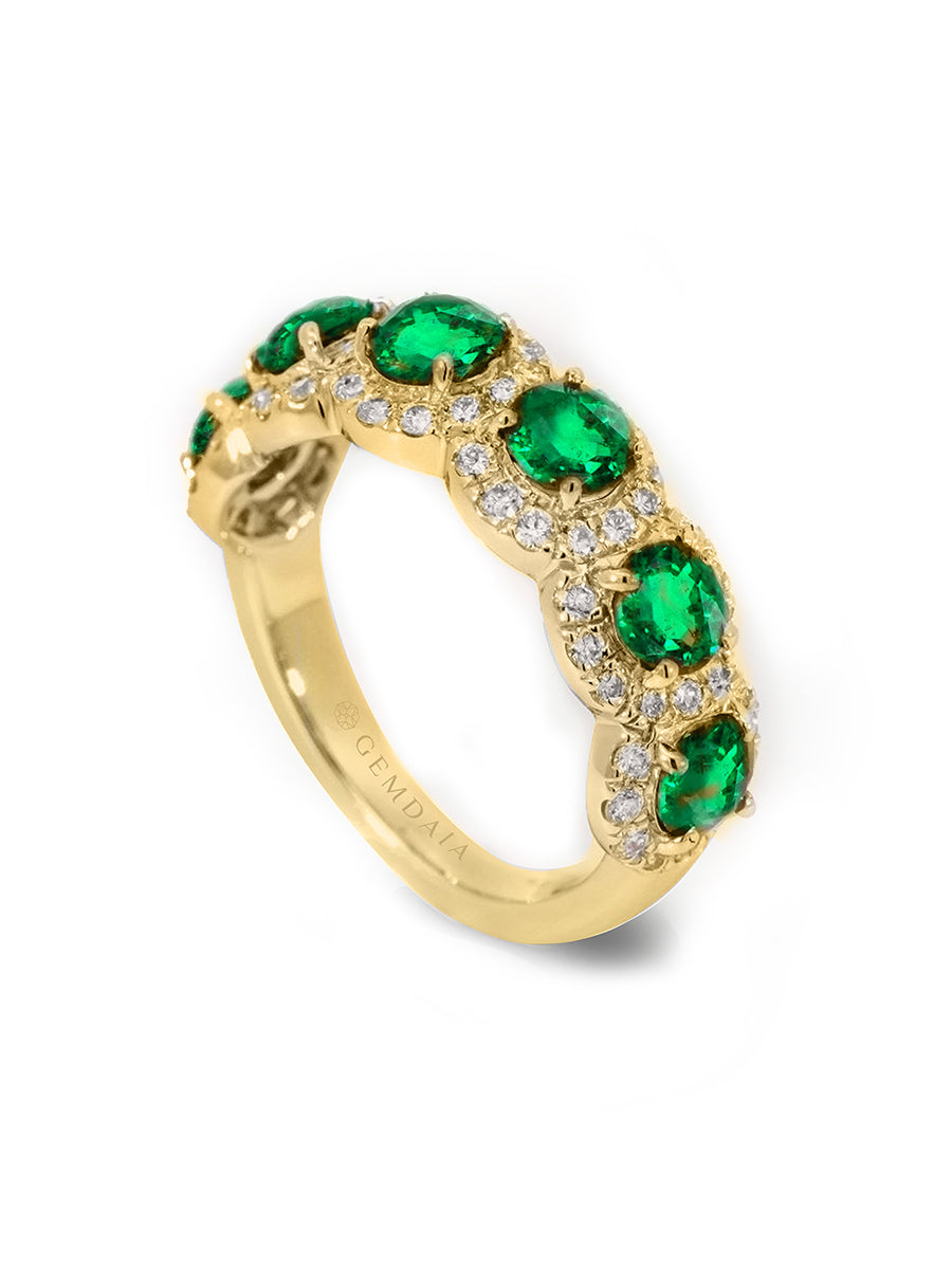 Stellar Medley Ring: Emerald & Diamonds