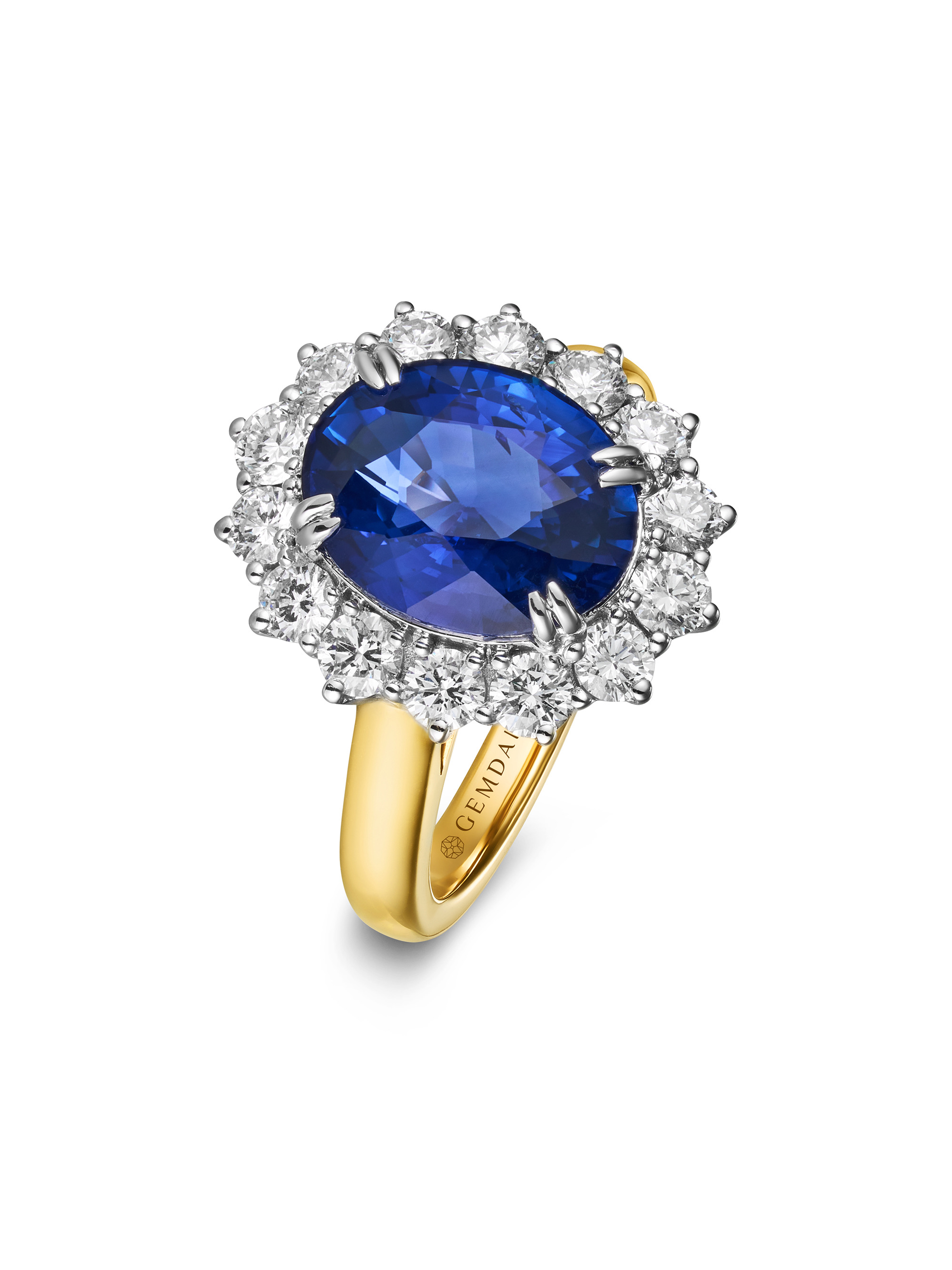Natural Blue Sapphire & Diamond Cluster Ring