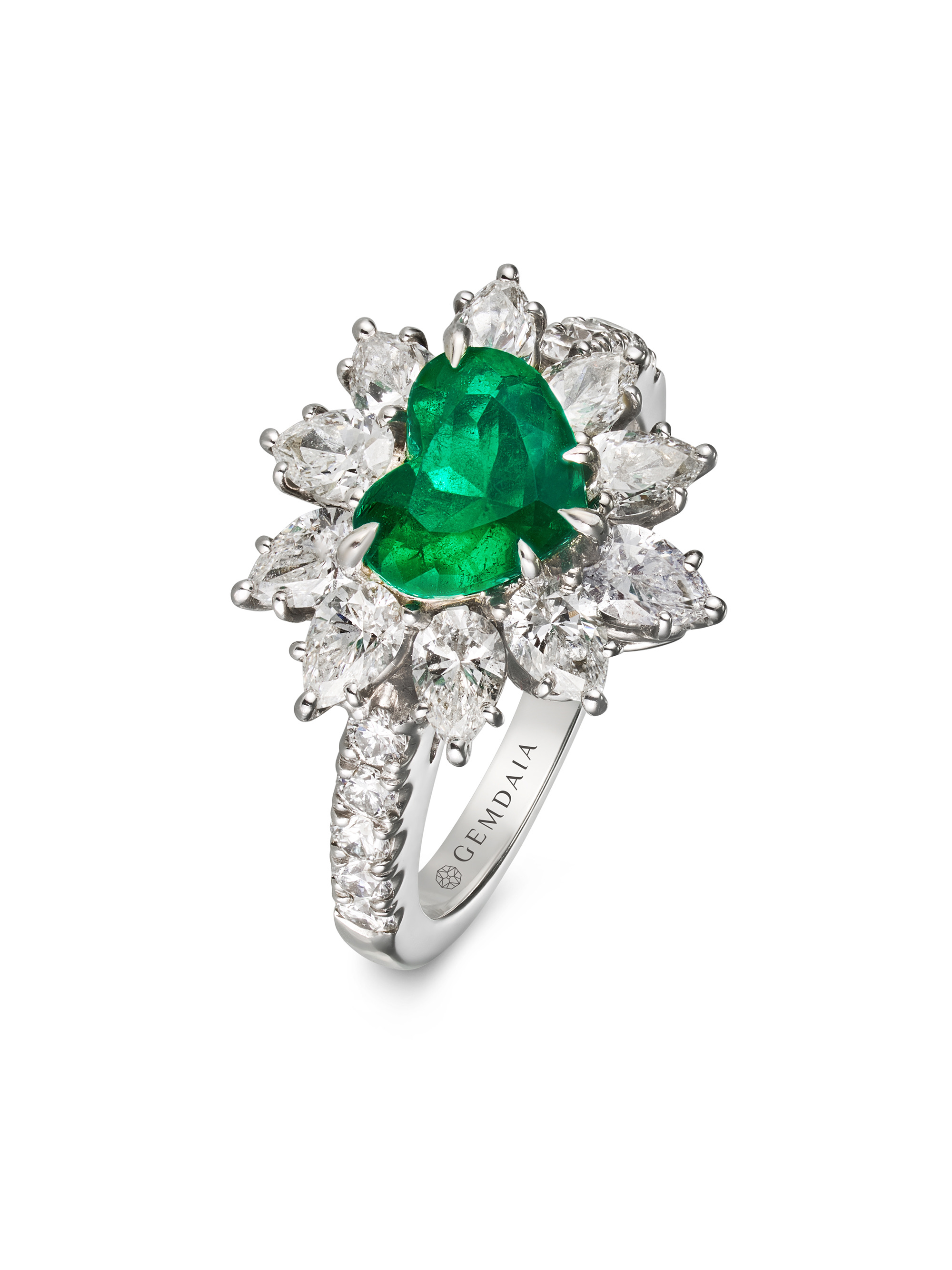 Natural Colombian Emerald & Diamond Platinum Ring