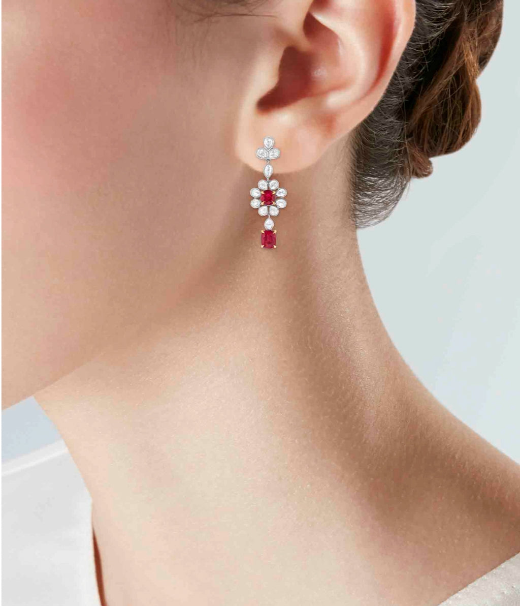 Rare Burmese Ruby Earrings