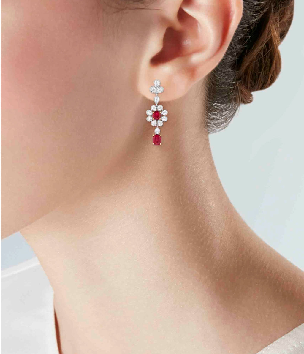 Rare Unheated Burmese Ruby Earrings - Pigeons Blood Red GRS & GIA ...