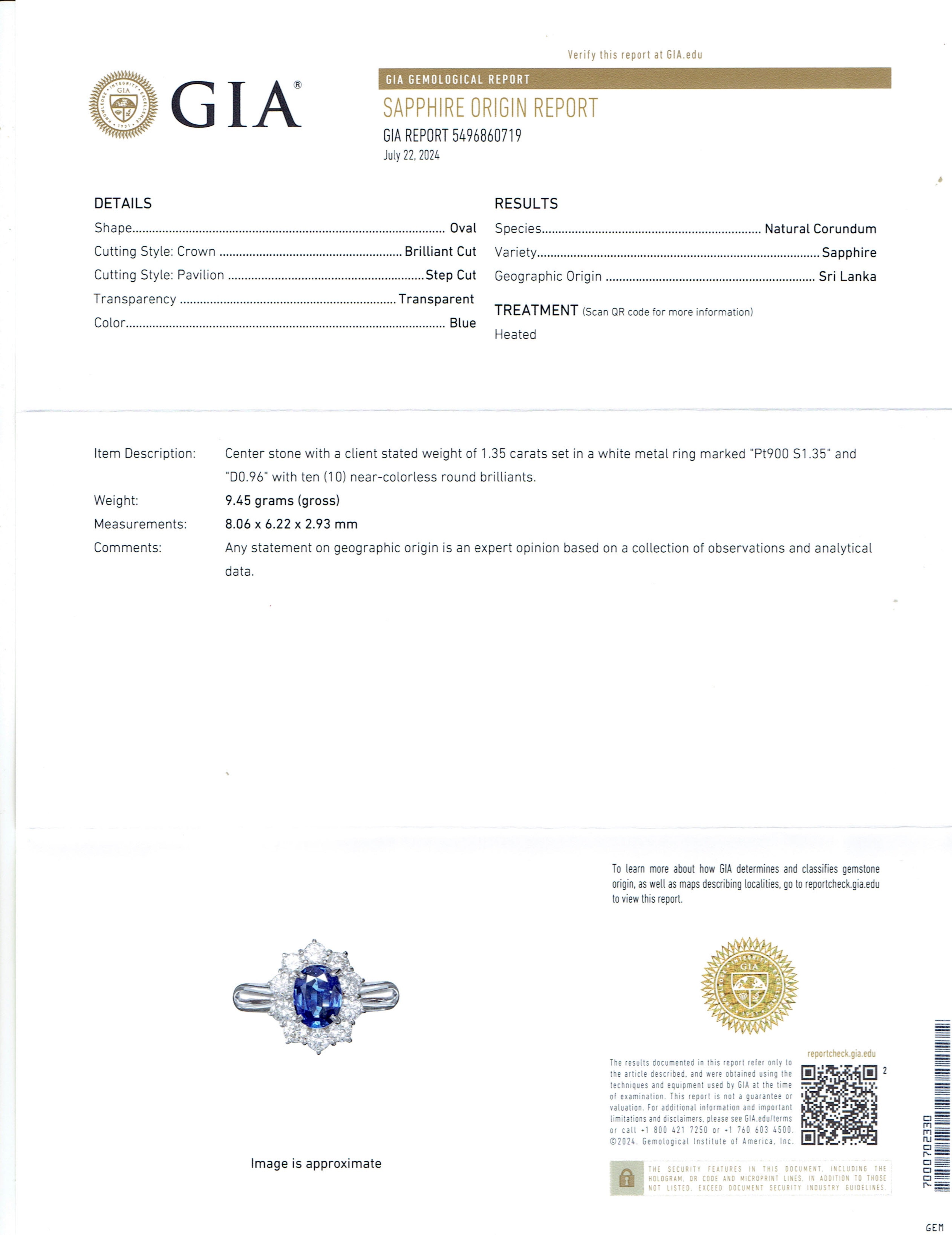 Ceylon Blue Sapphire Halo Ring – GIA Certified, Platinum