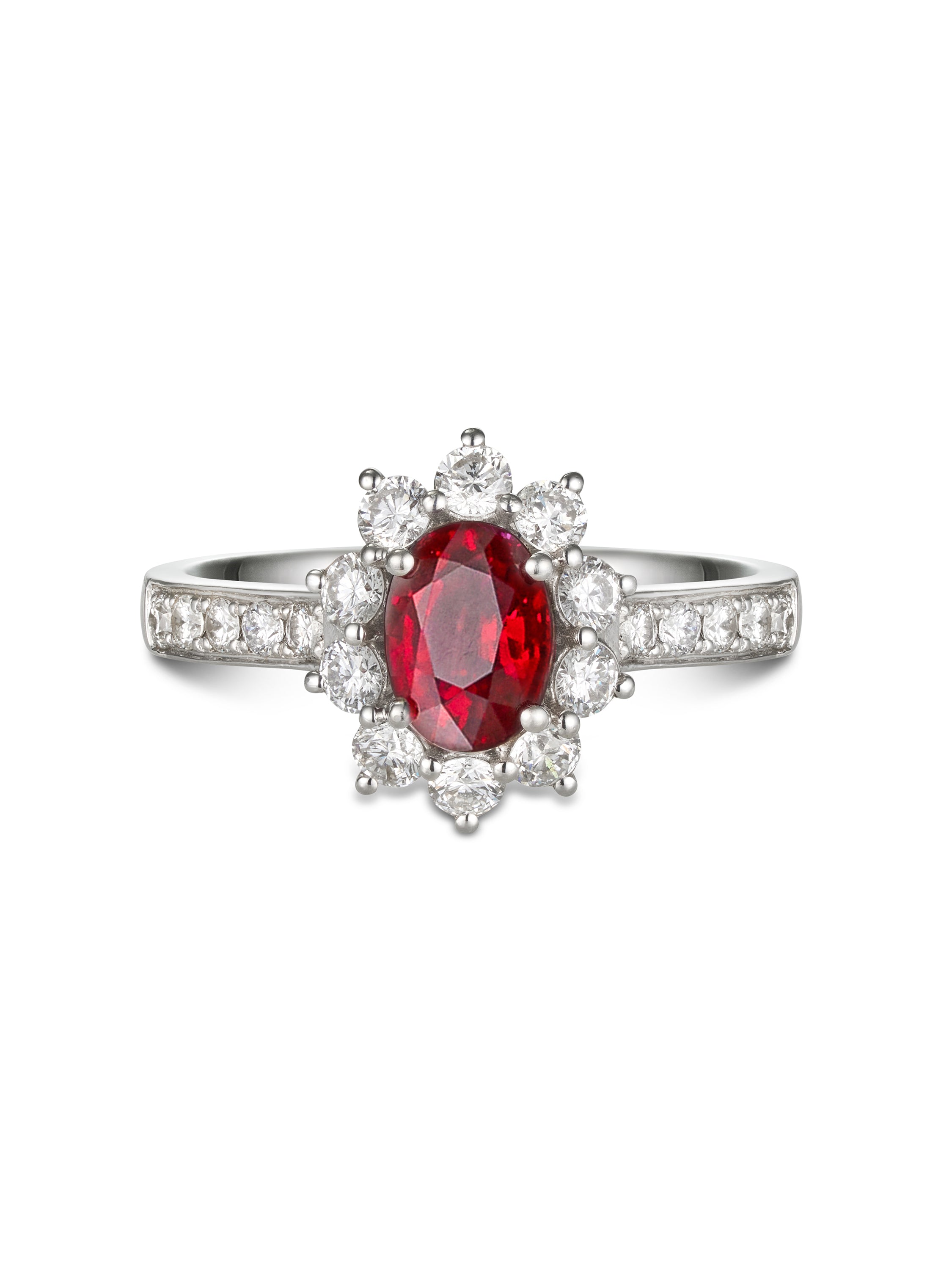 Natural Ruby & Diamond Halo Ring