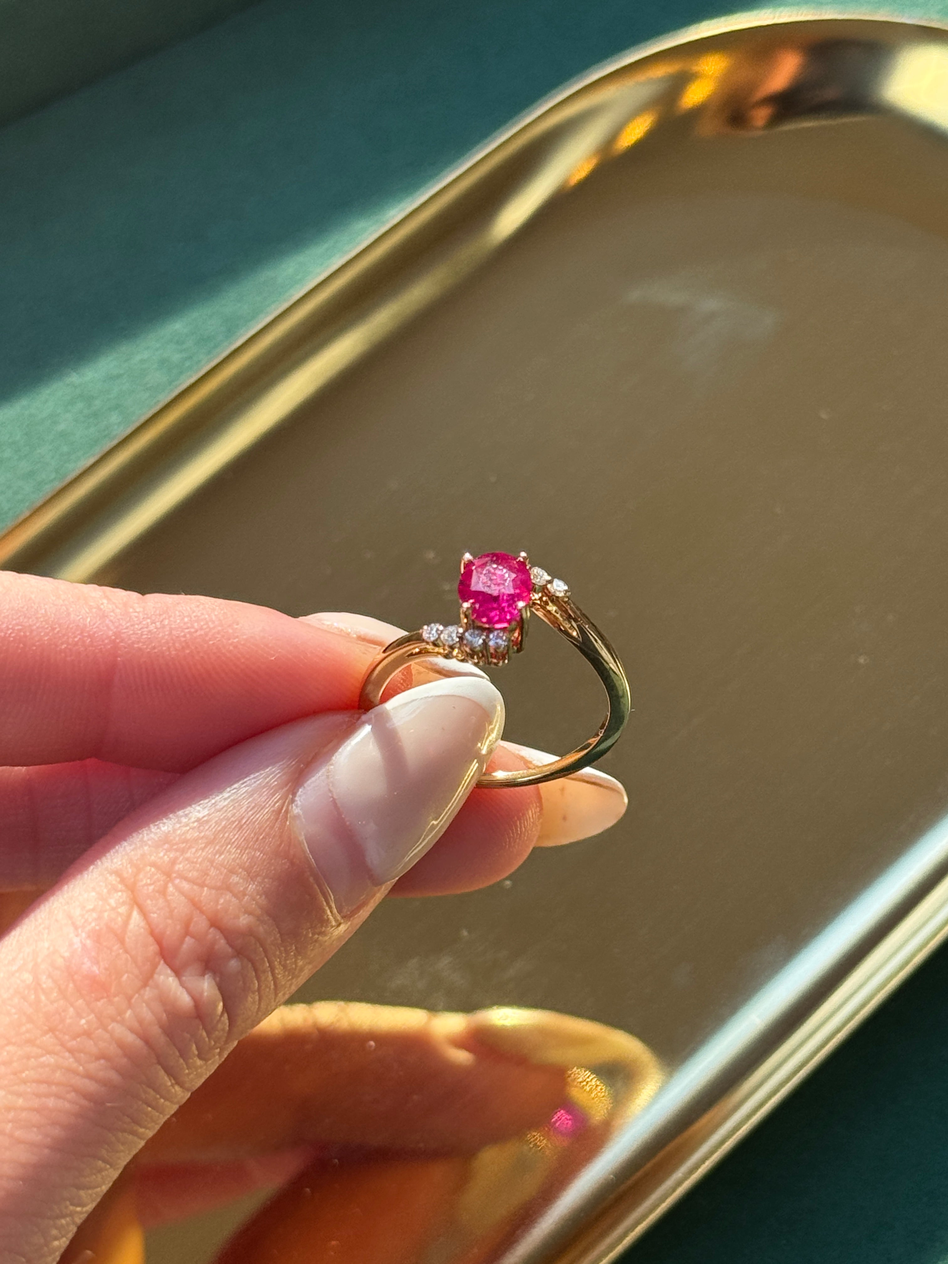 Natural 1 ct Ruby & Diamond Ring
