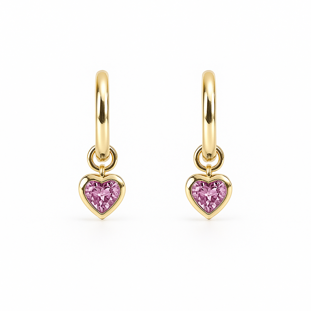 Purple Sapphire Heart Hoops