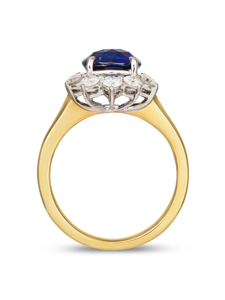 Natural Royal Blue Sapphire Two Tone Engagement Ring – Gemdaia Jewellery