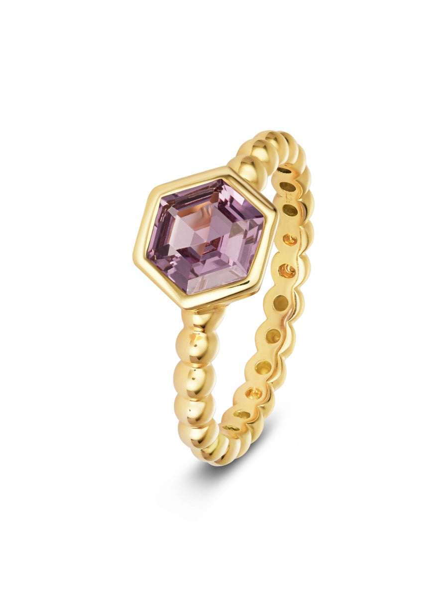 Violet Sapphire Hex Ring