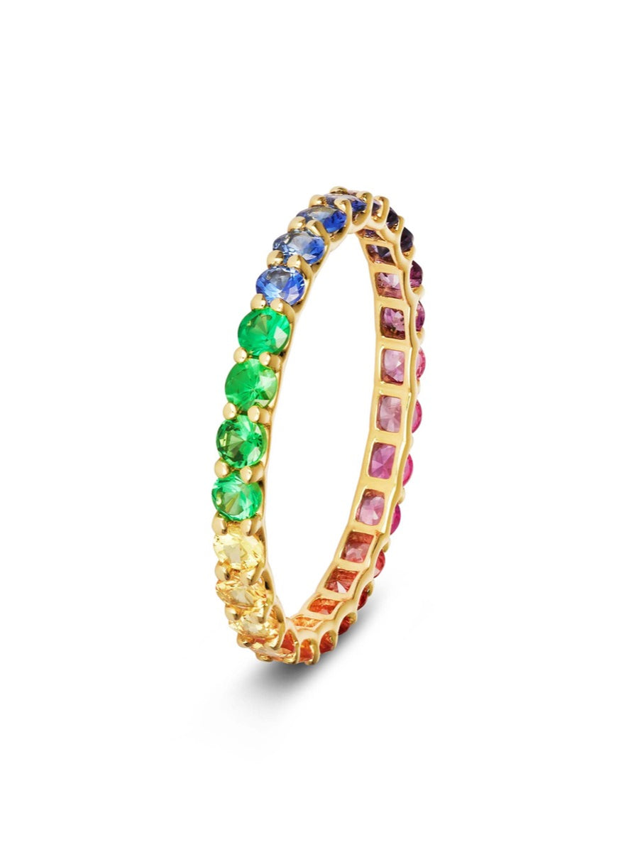 Rainbow Sapphire Eternity Ring - Skinny Gradient – Gemdaia Jewellery
