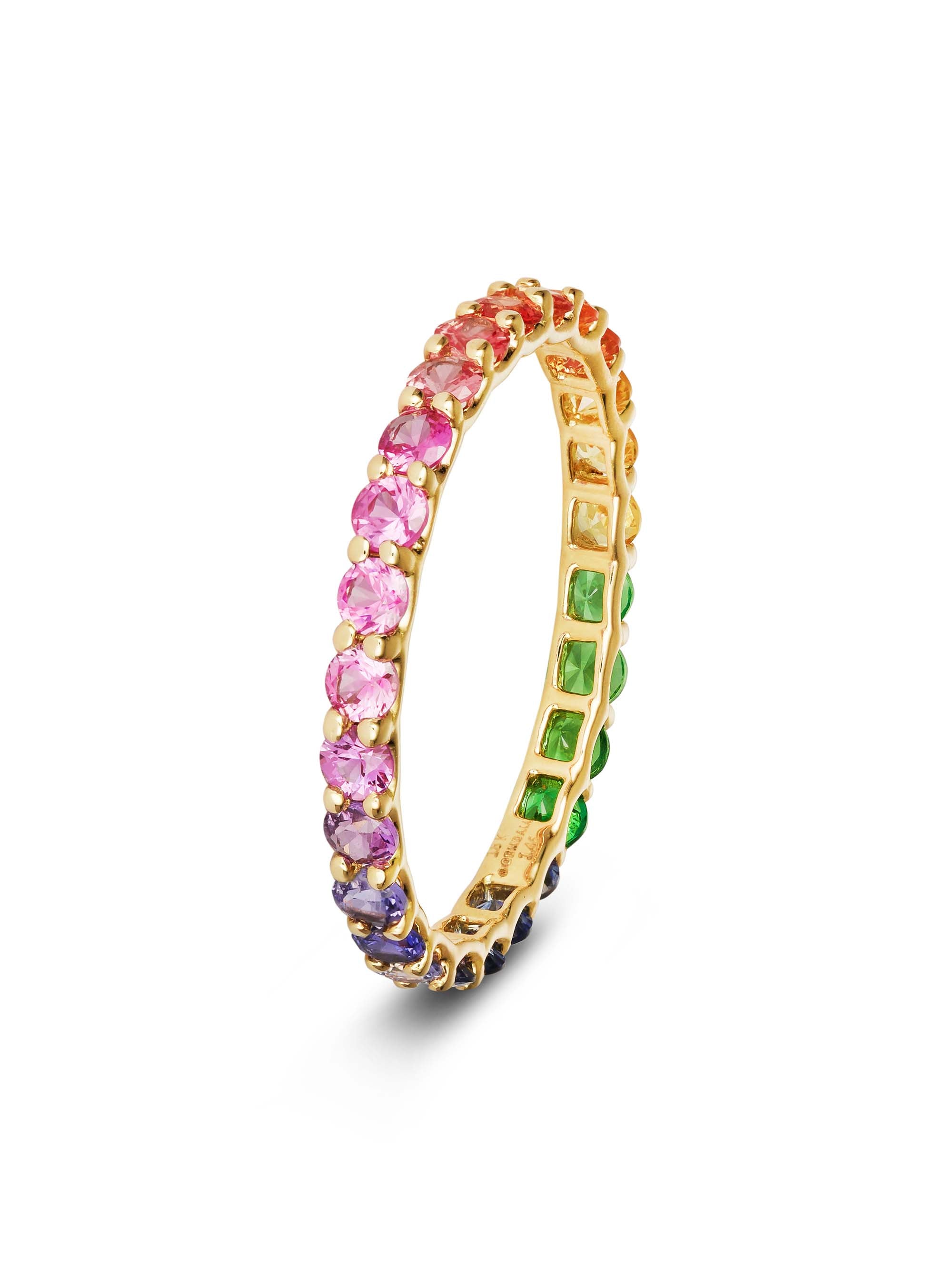 Rainbow Sapphire Ring - Skinny Gradient